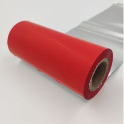 Taśma termotransferowa 110x150mb żywiczna, czerwona (TT.CZE.110X150.FI25)